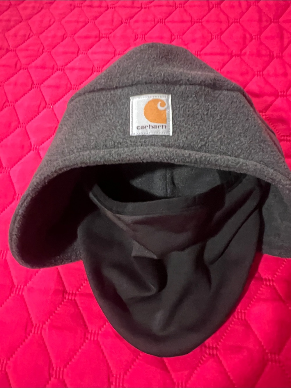 Carhartt Gray Fleece Hooded Face Mask Hat with Black Balaclava